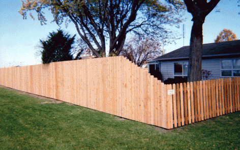 Dog ear privacy fence tapered to dog ear space picket fence