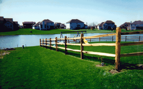 3-rail split rail fence with mesh