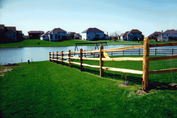 3-rail split rail fence with mesh