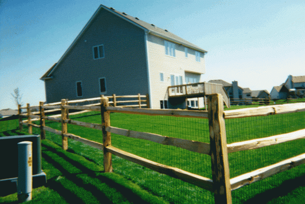 3-rail split rail fence with mesh