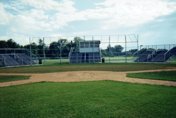 Chainlink backstop with overhang