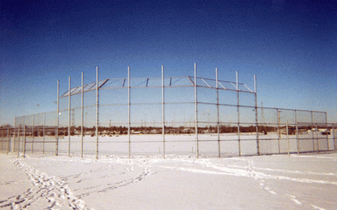 Chainlink backstop with overhang