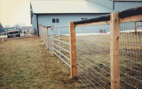 Farm fence with mesh